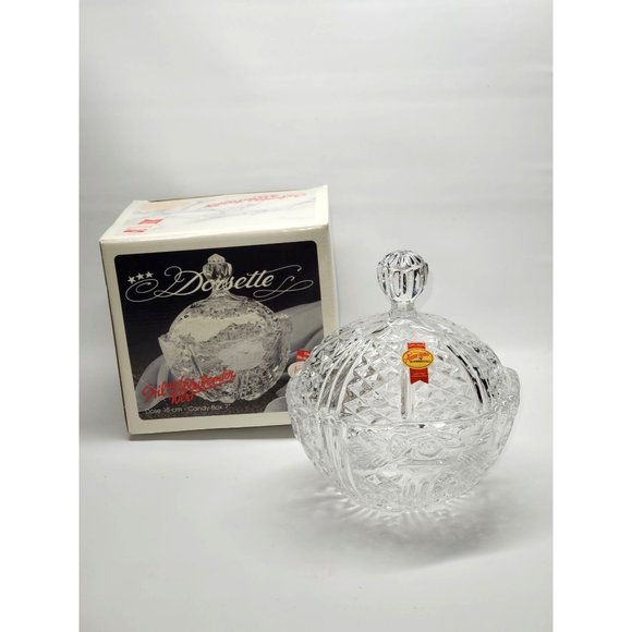 Vintage Crystal Clear Studios Dorsette Lead Crystal Candy Box Dish 7" 770 - Picture 1 of 6